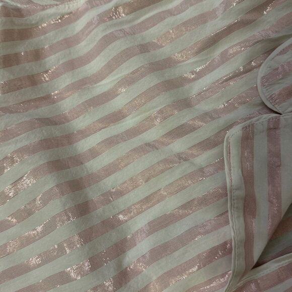 Victoria’s Secret Metallic Striped Long Sleeve And Pants Pajama Set Pink White L - Picture 7 of 10
